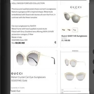 Rare GUCCI DRAMATIC EMBELLISHED SWAROVSKI CRYSTALS CAT EYE SUNGLASSES Gucci | Accessories | Rare Gucci Dramatic Embellished  main image 3